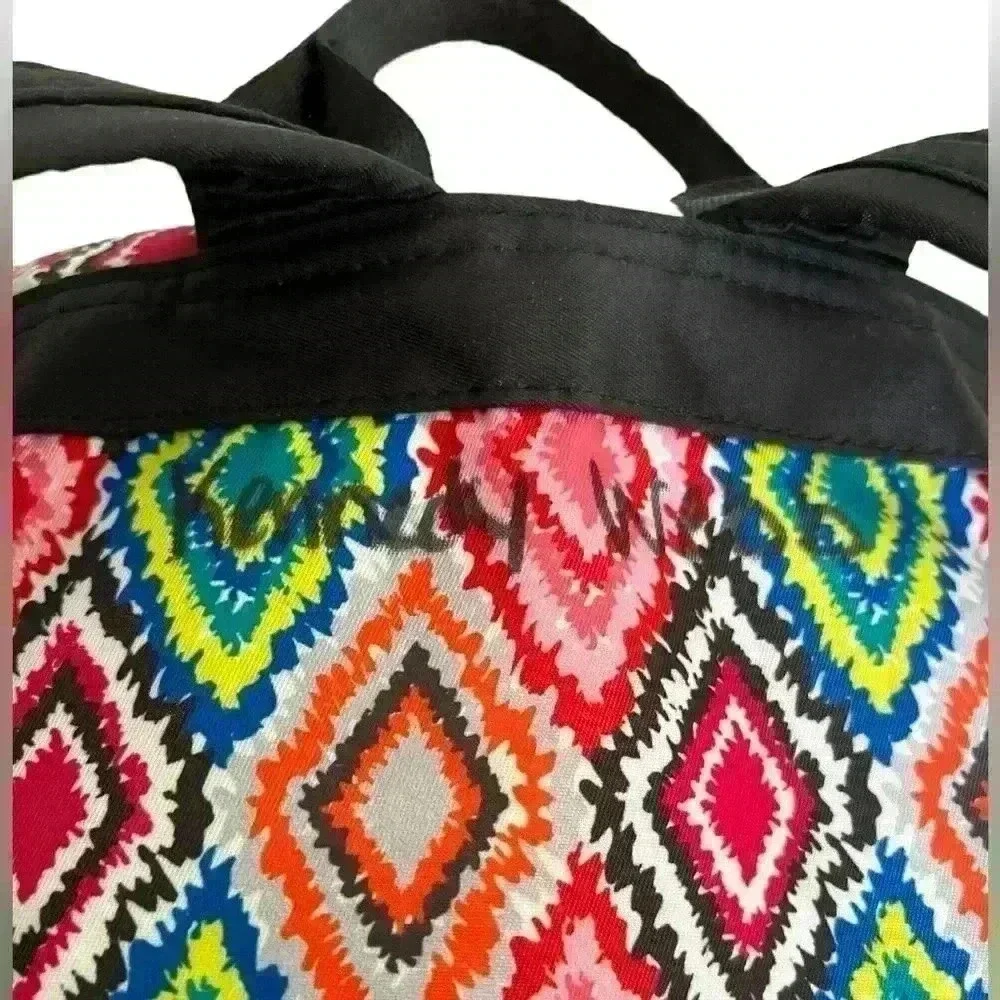 GO! SAC Backpack Colorful Geometric Side Pockets Black Straps